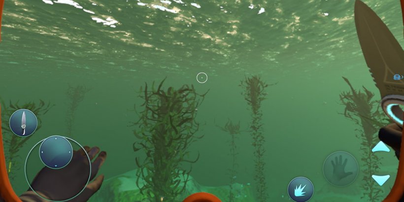 Just under the surface view of creeper vines. Avatar is holding a knife 